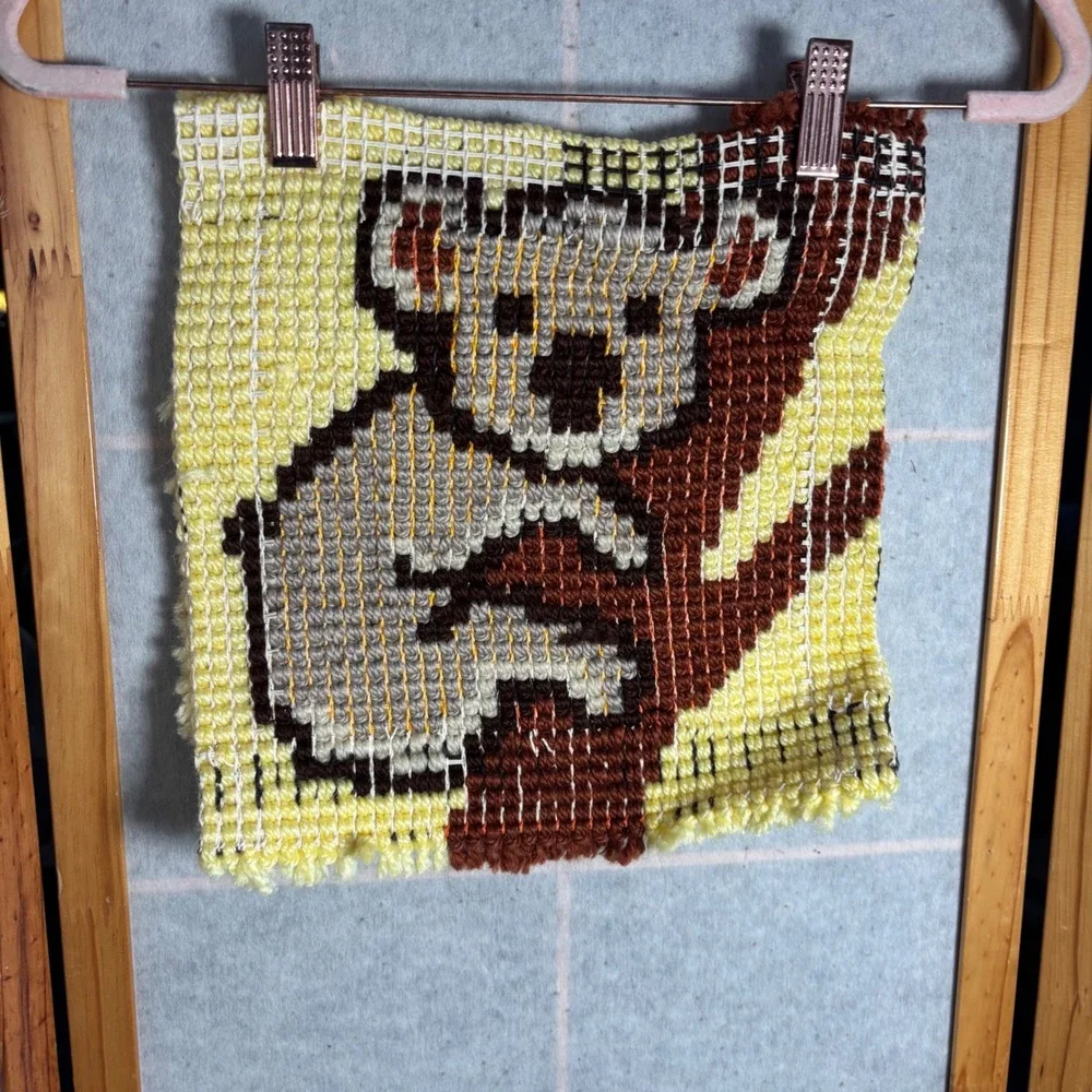 Handmade Koala Latch Hook Wall Hanging Textile Art Yellow‎ Brown Pillow